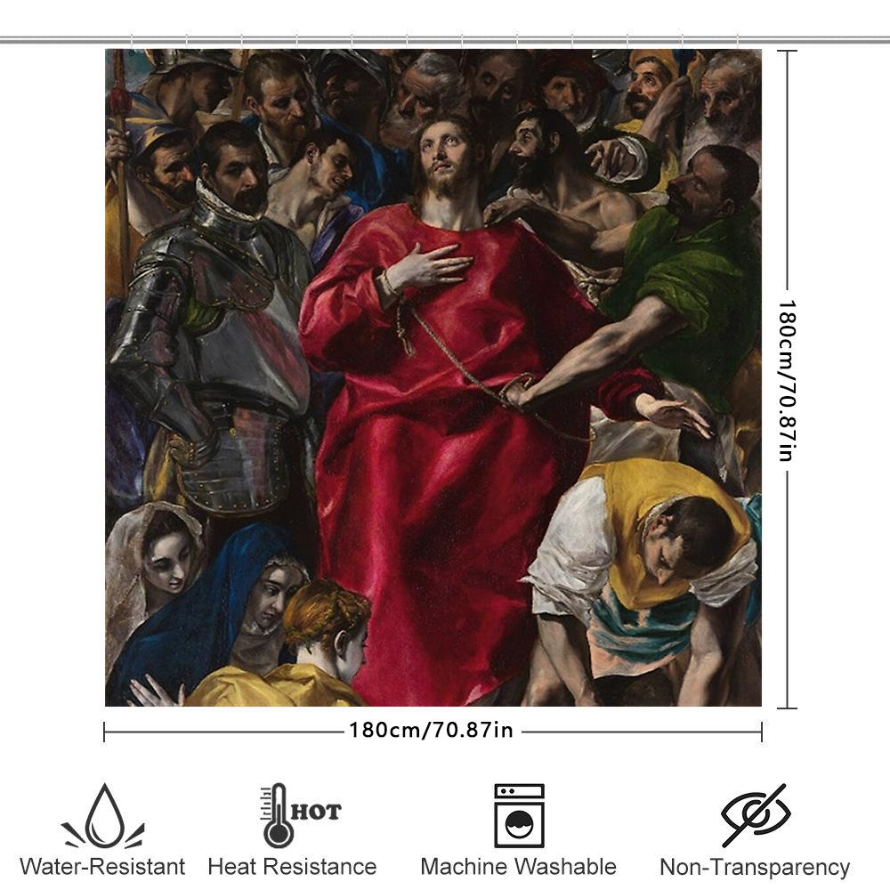 Vintage Religious Tapestry Shower Curtain Biblical Jesus Christian Art Bathroom Decor Renaissance Wall Hanging Home Textile