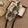 Retro Leather Fur Belt Punk Y2K Plush Waist Belt Personality Furry Waistband  Daily
