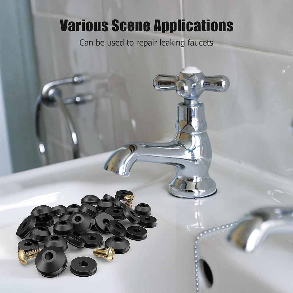 48 Pieces Rubber Faucet Washer Plumbing Repair Kit Easy to Replace with Screw Assorted Seal