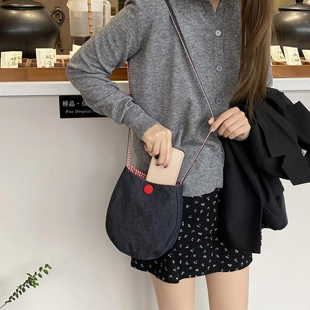 Cute Crossbody Phone Pouch Plaid Grid Shoulder Bag Casual Small Square Bag  Travel