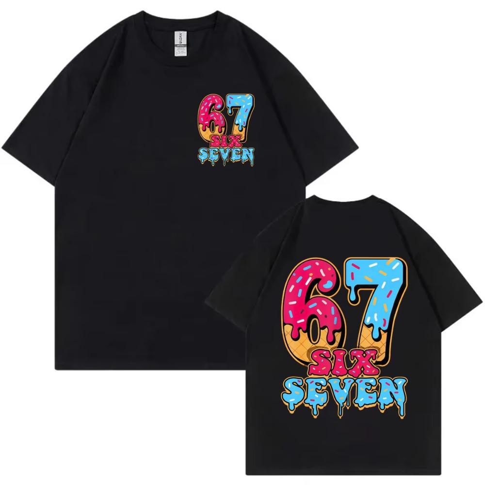 Смешные Футболки с Мемом Six Seven 67 Мужская Женская Одежда Харадзюку Y2k Модная Футболка Летняя Высококачественный Хлопок Оверсайз Футболки