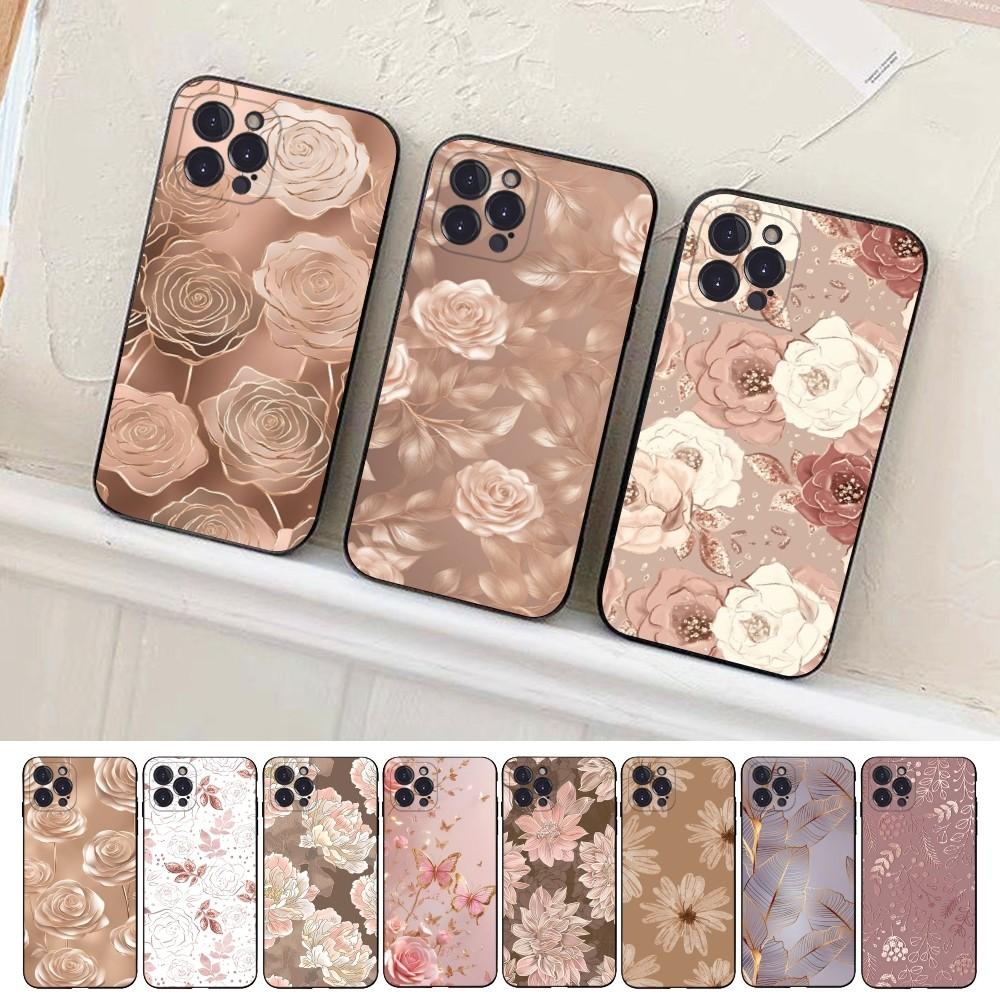 Красивый золотой чехол-роза для телефона, силиконовый, мягкий, для iPhone 16 15 14 13 12 11 Pro Mini XS MAX Plus X, чехол