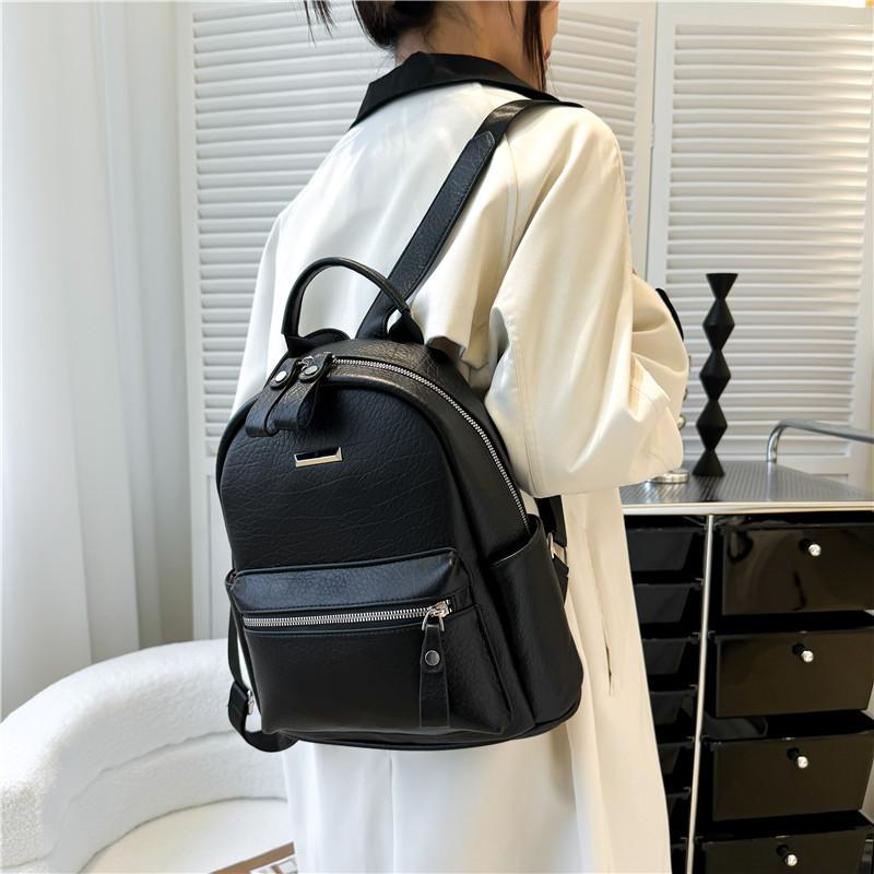 Ielgy Fashionable All-Match Ladies Backpack Trendy Soft Leather Work Commuter Travel Backpack