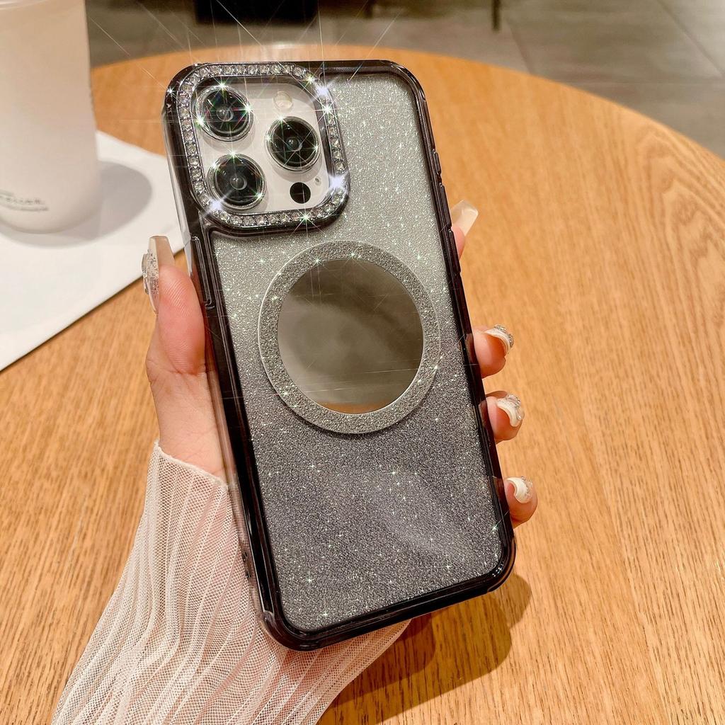 Роскошный Водяной Бриллиант Подходит для Чехлов для Телефона IPhone15, Apple 14Promax Зеркальный Магнитное Притяжение 13 Градиентный Блестящий Жесткий Чехол