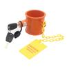 Wheel King Pin Lock Alloy Anti Theft Lock with Waterproof Sealing Cover, Yellow Warning Sign and 2 Keys Easy to Install