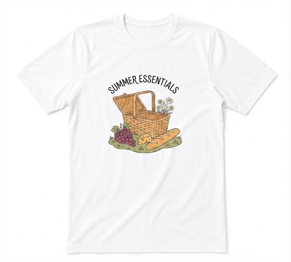 Summer Essentials Picnic Beach Vacation Summer Unisex White T-shirt
