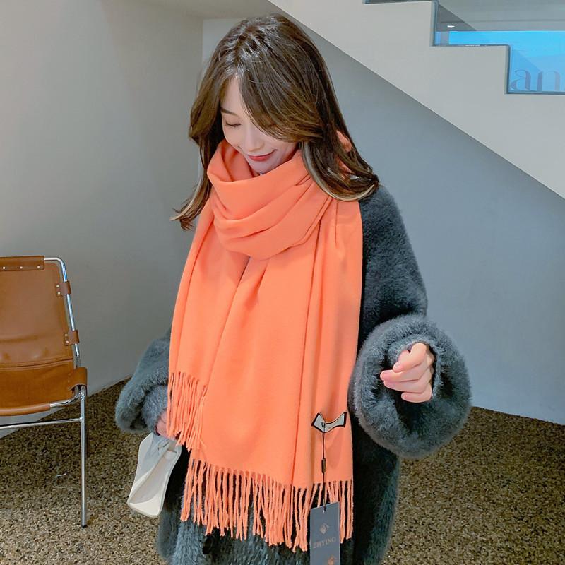 Women'S Thick Warm Solid Color Scarf Autumn And Winter New Style Cashmere Scarf Versatile Wool Scarf
