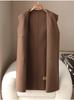 Women's Spring 2026 Long Double-Sided Wool Flannel Coat with Large Pockets