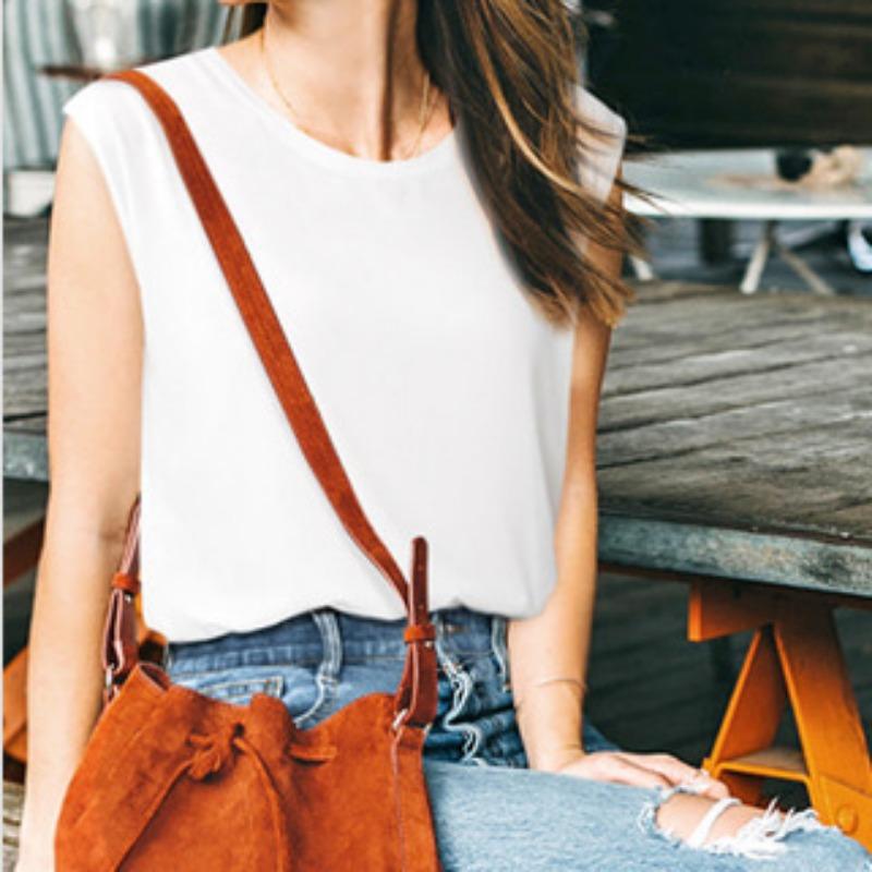 Летняя повседневная однотонная майка с круглым вырезом, классическая футболка без рукавов для женщин, базовая майка, женская модная майка, хлопковые топы, футболки