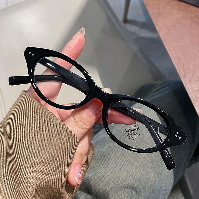 New Women Retro Oval Glasses Girls Candy Color Frame Glass Eyewear Decorative Computer Anti-Blue Eyeglasses