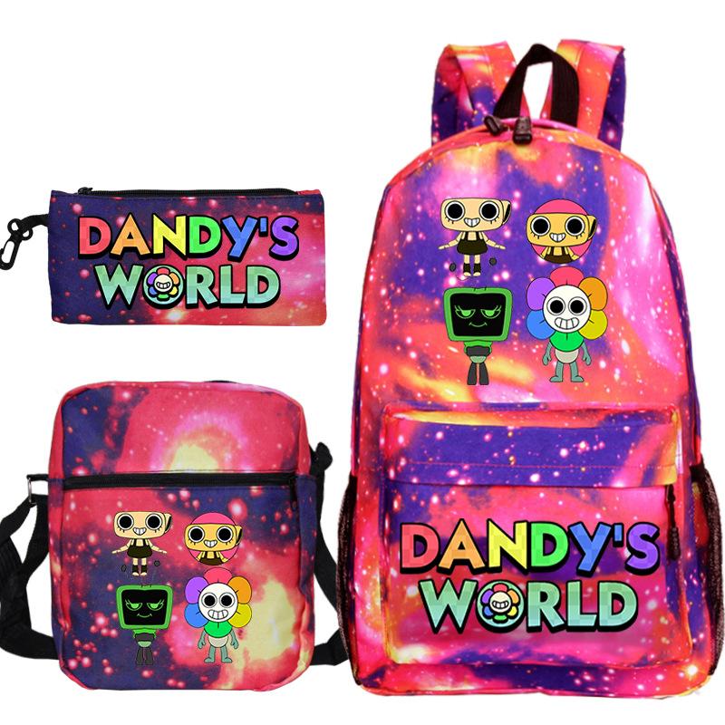 Dandy'S World Printed Fashion Children'S Pencil Case Messenger Bag Three-Piece Set Primary And Secondary School Bag
