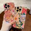 For Iphone 15 Pro Max 14promax Oil Painting Flowers Phone Case For iPhone 11 12 13 14 Pro Max 12promax Soft IMD Shockproof Bumper Wavy Frame Cover