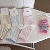 Female Spring and Autumn New Sweet Lace Striped Boneless Tube Cotton Socks