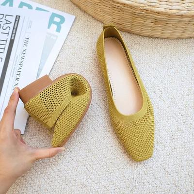 Модные женские туфли из цельной сетки, повседневные, летние, дышащие, с квадратным носком, с ажурным плетением, удобные, легкие, мягкие, для ходьбы, на плоской подошве, Zapatos De Mujer