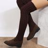 2024 Зимние вязаные шерстяные высокие носки сапоги для женщин Плоские выше колена Длинные эластичные узкие сапоги Сапоги до колена Женские дизайнерские