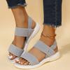 Fashion Women's Knit Elastic Cloth Wedge Sandals Slip On Lightweight Walking Sandals Women Plus Size Comfortable Summer Shoes