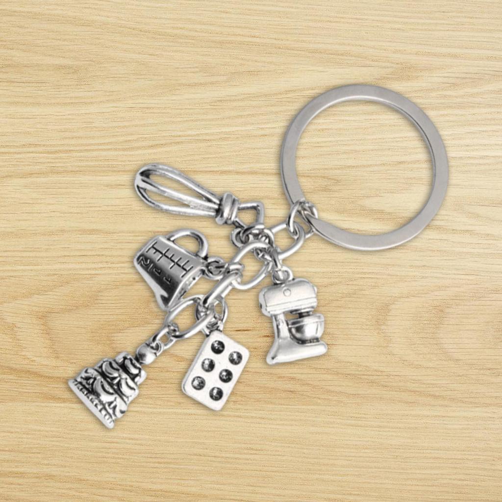 Набор ключей для выпечки из сплава с венчиком для торта, сковородой, мерным стаканом, уникальная сумка-подвеска, подходящая для любителей выпечки