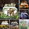 BCartoon Dinosaur Duvet Cover King Queen Size Jurassic World Theme Bedding Set for Kids Boys Ancient Animal Polyester Quilt Cove