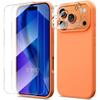 Coque Silicone - BOOLING - pour iPhone 17 Pro - Antichoc Orange - 2 Verres Trempés + Protection Caméra