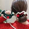 Красные Рождественские Плюшевые Скранчи для Волос Большая Повязка на Голову Рождественские Эластичные Резинки для Волос Женский Держатель для Хвоста Вечерний Головной Убор Аксессуары для Волос