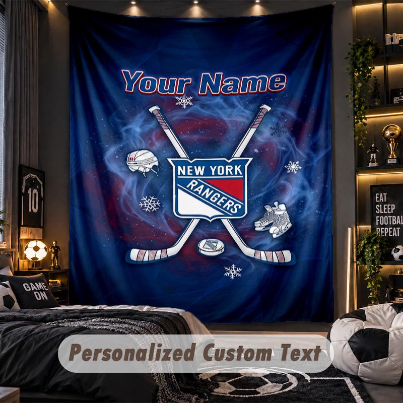 TapestryNew York Rangers Custom Name Text Personalized Wall Hanging Tapestry Home Wall Decor