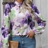 Women's Blouse Spring and Autumn Painted Large Flowers Fashion Temperament Women's Tops Bottoming Shirt
