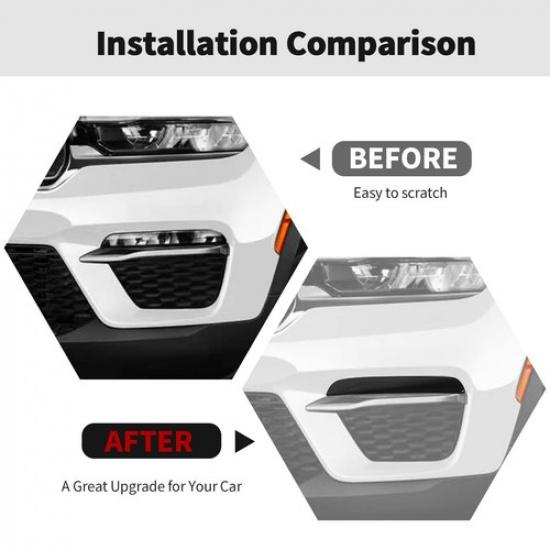 Smoked Black Front Fog Light Lamp Guard Cover Trim for Jeep Grand Cherokee 2024+