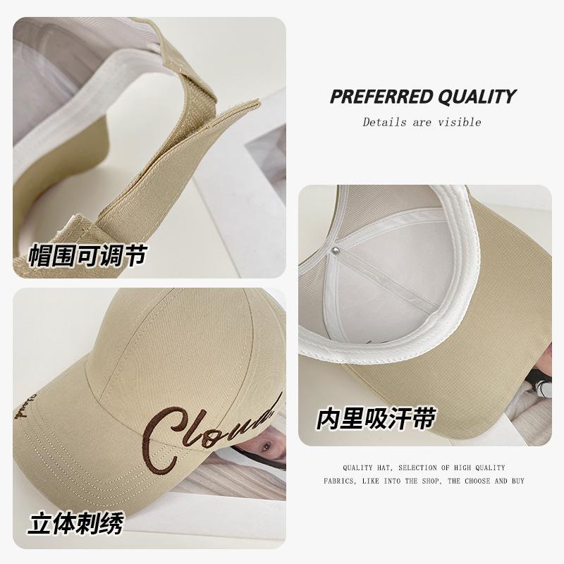 Peaked Cap Children's Letter Empty Top Can Be Tied High Ponytail Visor Summer Wide Brim Big Head Circumference Baseball Cap Men