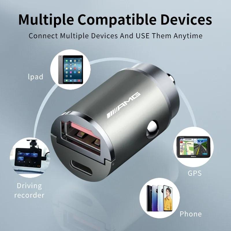 Автомобильное зарядное устройство GLC GLB 60 Вт USB Type C Быстрая зарядка телефона Аксессуары Для Mercedes Benz AMG W204 W205 W203 W212 W211 W213 W201 W21