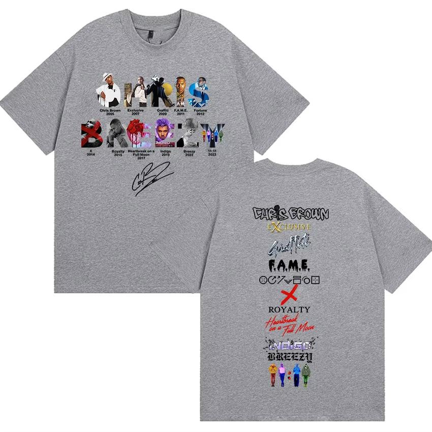 Rapper Chris Brown Tour 2026 Album T Shirts Unisex Women Hip Hop Gothic Short Sleeve Tshirts Fashion High Quality Tees Streetwear