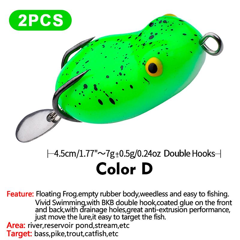 2Pcs 7G 4.5Cm Mini Thunder Frog Roadbait Simulation Roadbait Soft Roadbait Black Fish Bait Modified Thunder Frog Soft Bait