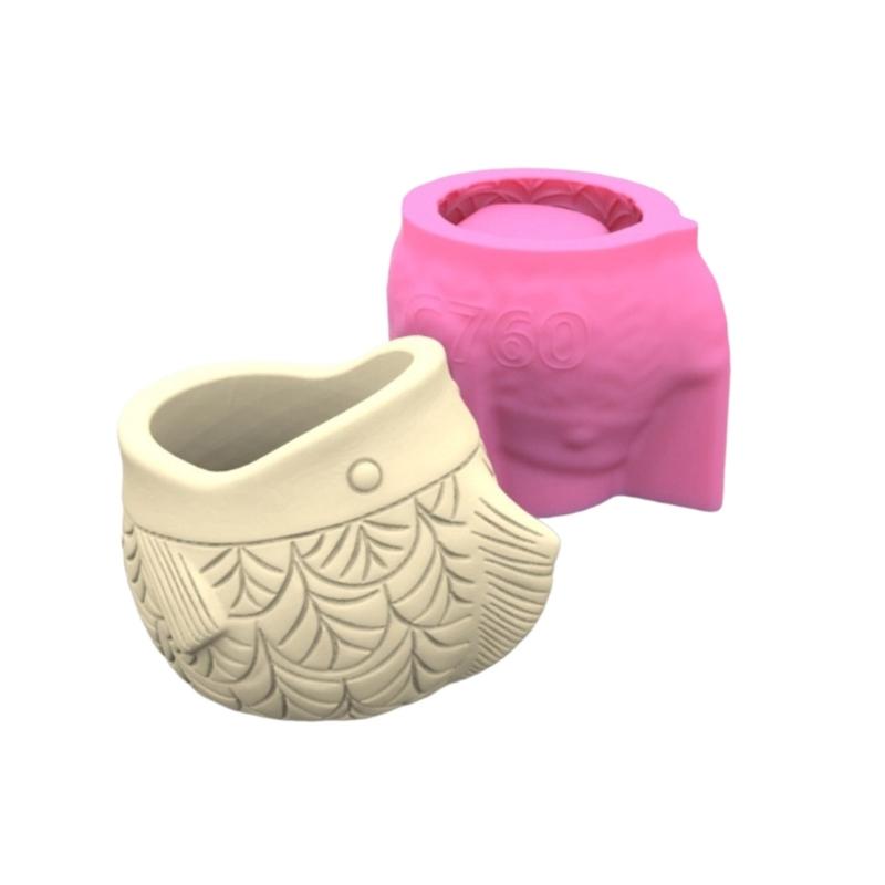Silicone Vase Molds Flower Jar Mold Fish Shape Unique Flowerpot Molds Succulent Vase Moulds for Hand-Making Craft