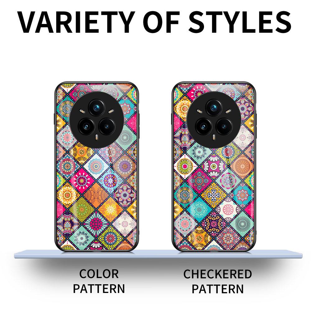 Чехол для Realme 14 Pro+ 5G с подставкой, этническим узором, из закаленного стекла, чехол для телефона со шнурком