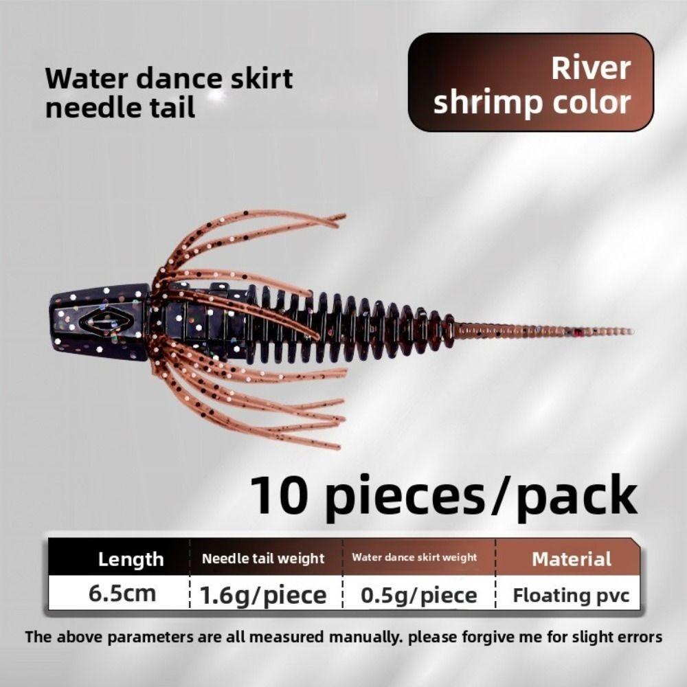 10pcs Set Soft Material Water Dance Skirt Apron Black Pit Floating Soft Bait  Bass Fishing