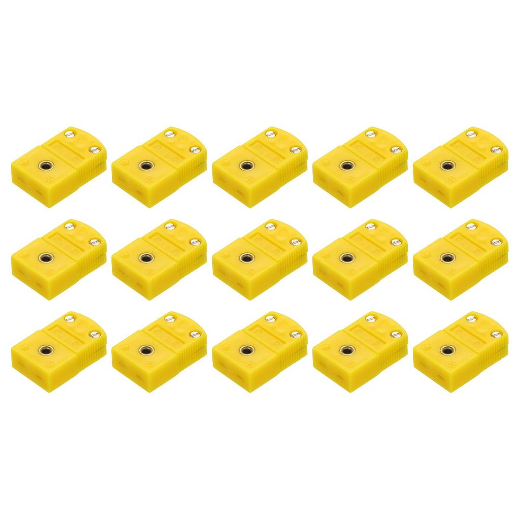 Uxcell Thermocouple Wire Female Plug High Temperature for Thermocouple Sensor Dark Pack of 15 K-Type Connector, Adapter, 120°C (248°F) Probes, Yellow,