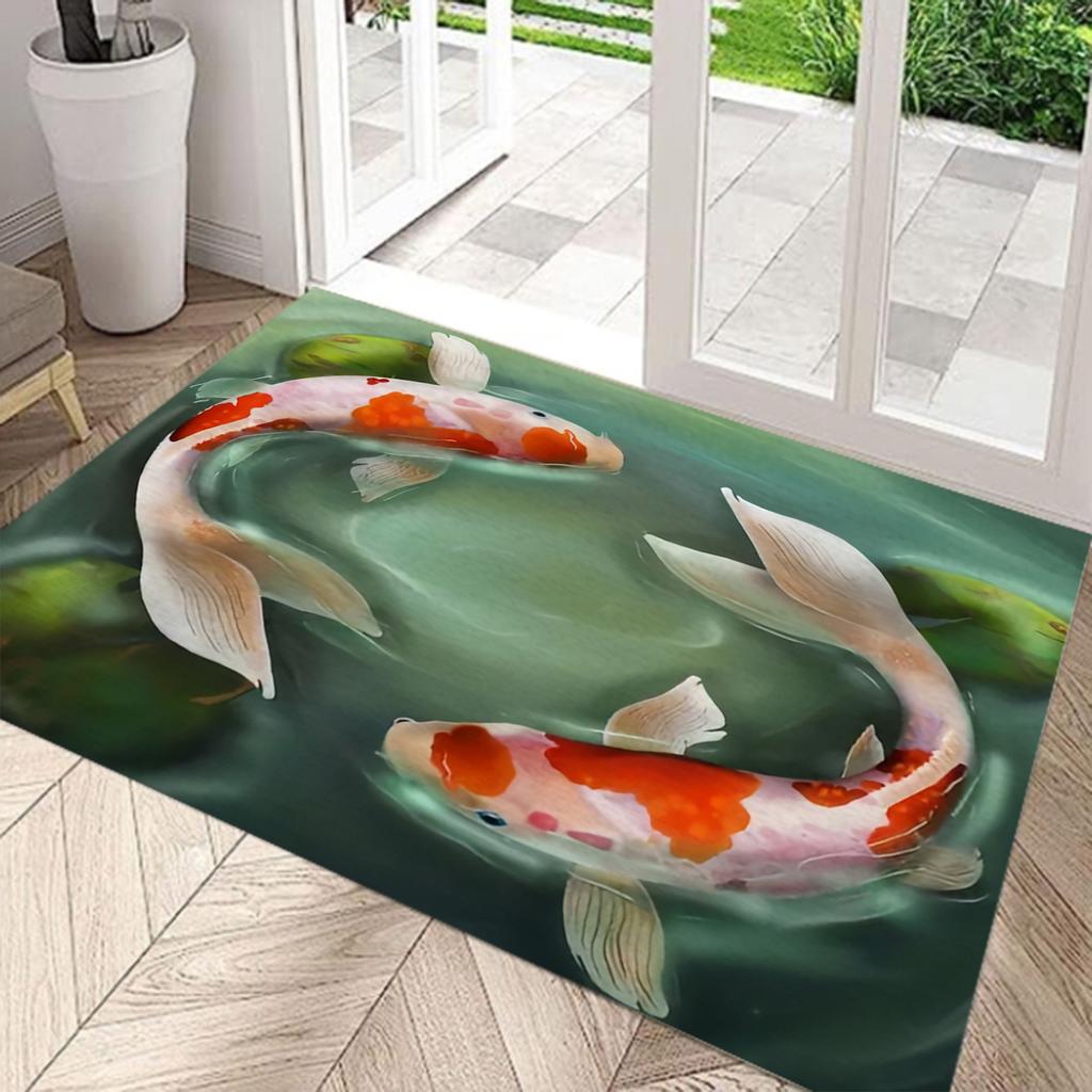 1PC Carp Pattern Kitchen Mat, Anti-dirt Carpet, Entrance Mat, Bedroom, Living Room, Garden, Bathroom Floor Mat, Family Room Deco