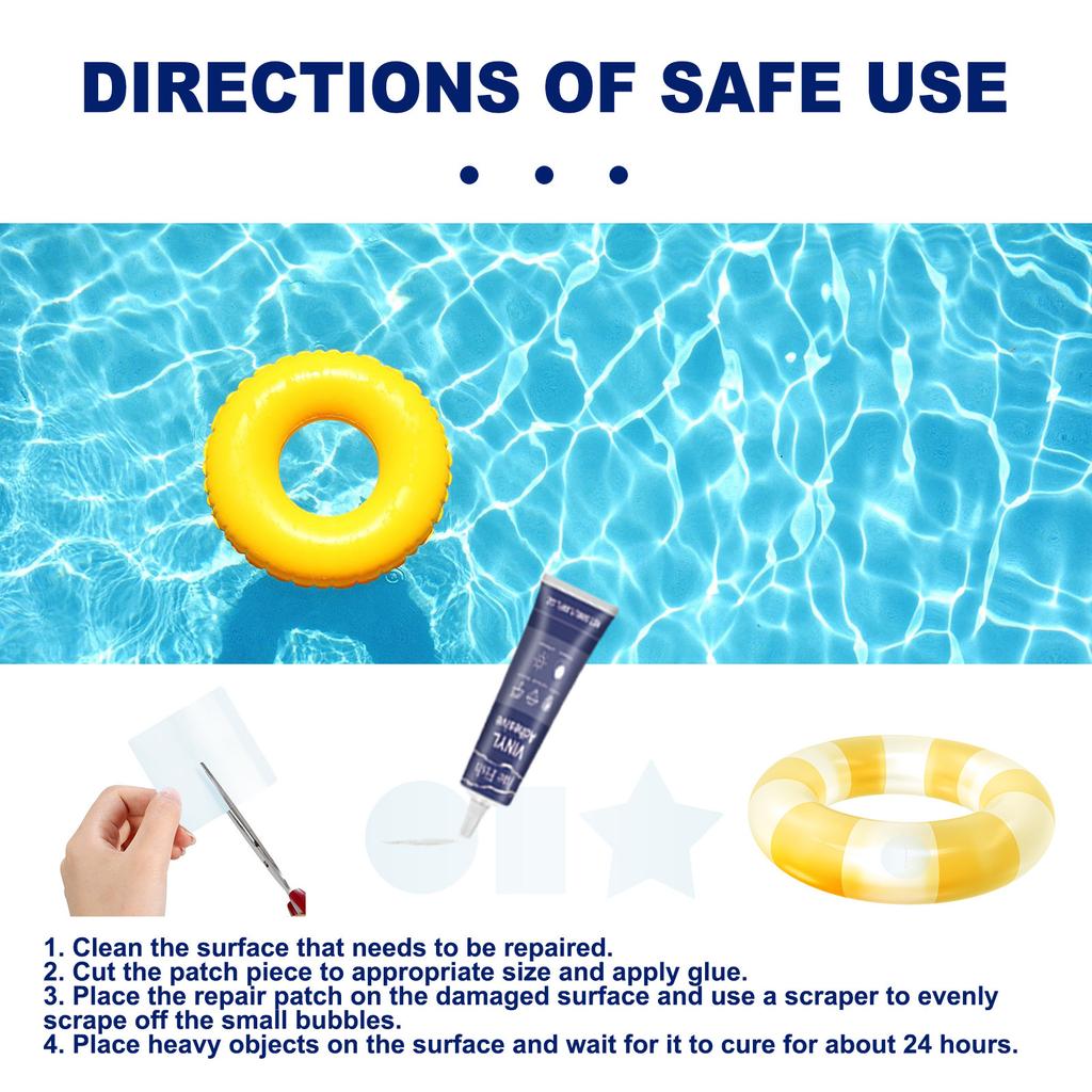 JUE FISH Комплект для ремонта заплаток для покрытия бассейна Комплект для ремонта прозрачных надувных матрасов Комплект для ремонта надувных заплат для надувных матрасов Bounce House