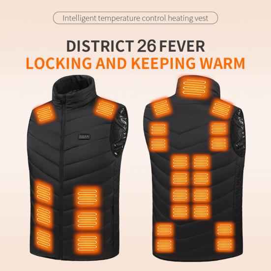 Men Heated Puffer Vest USB Electric Graphite Heating Windproof Thermal Waistcoat Winter Outdoor Activities Down Cotton Vest Coat