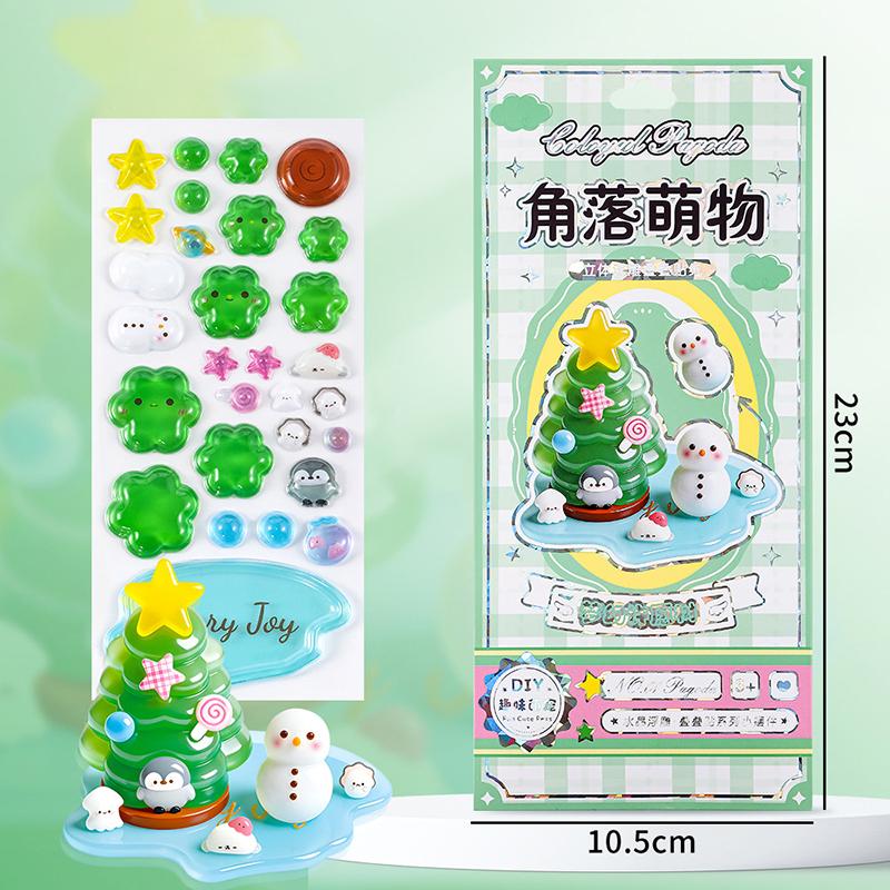 3D Relief Stickers Crystal Embossed Stickers Fun DIY Stackable Decorative Sticker 3D Puffy Stickers Mini Desktop Ornament Kit