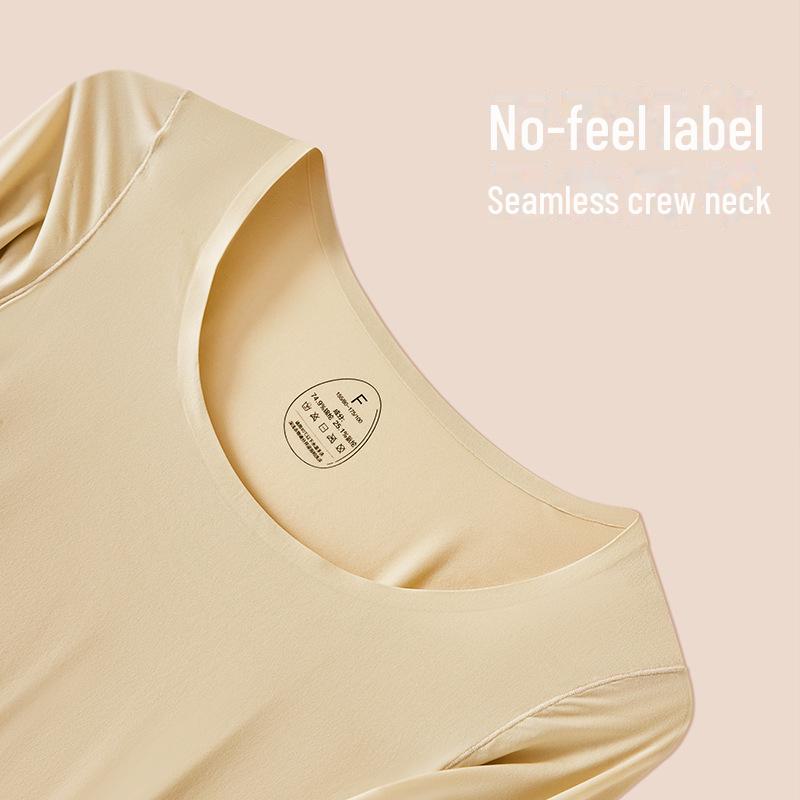 Женский ультратонкий бесшовный термобелье — телесного цвета, высокая эластичность, невидимое тепло, идеально подходит для осени и зимы.