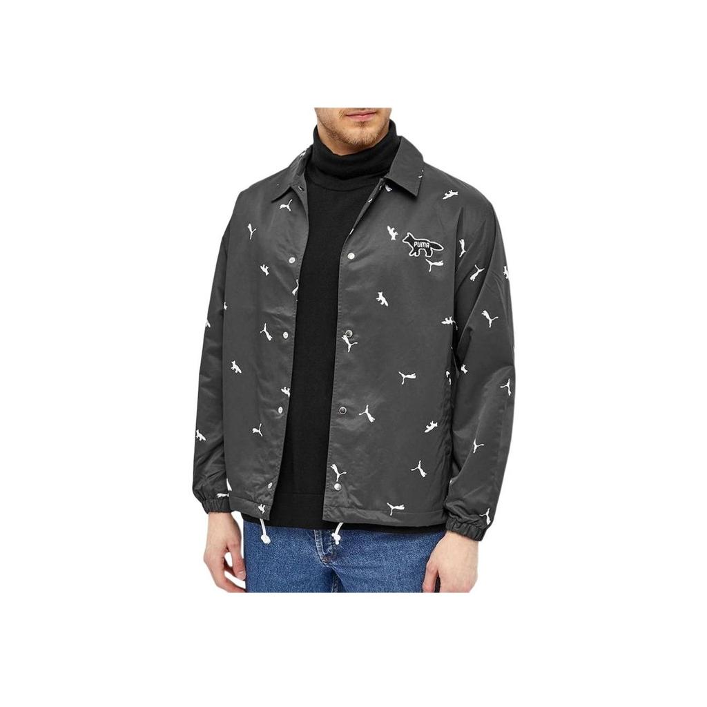 Puma X Maison Kitsune Aop Printed Coach Jacket Men Jacket Black 531064-01