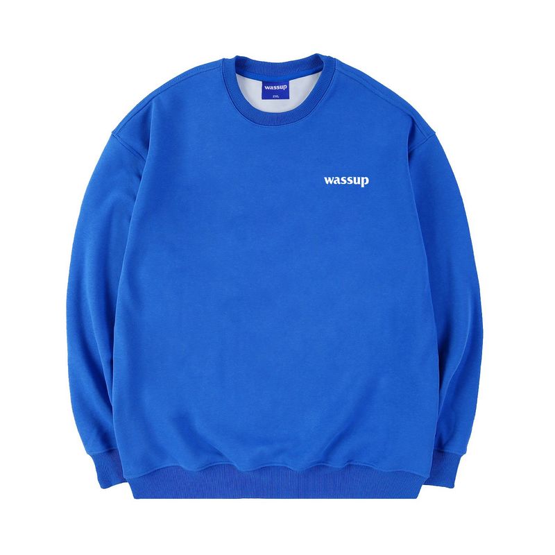Wassup Trendy Brand Letter Logo American-Style Heavyweight Sweatshirt for Men and Women, Loose Casual Base Layer Crew Neck Top for Spring and Autumn