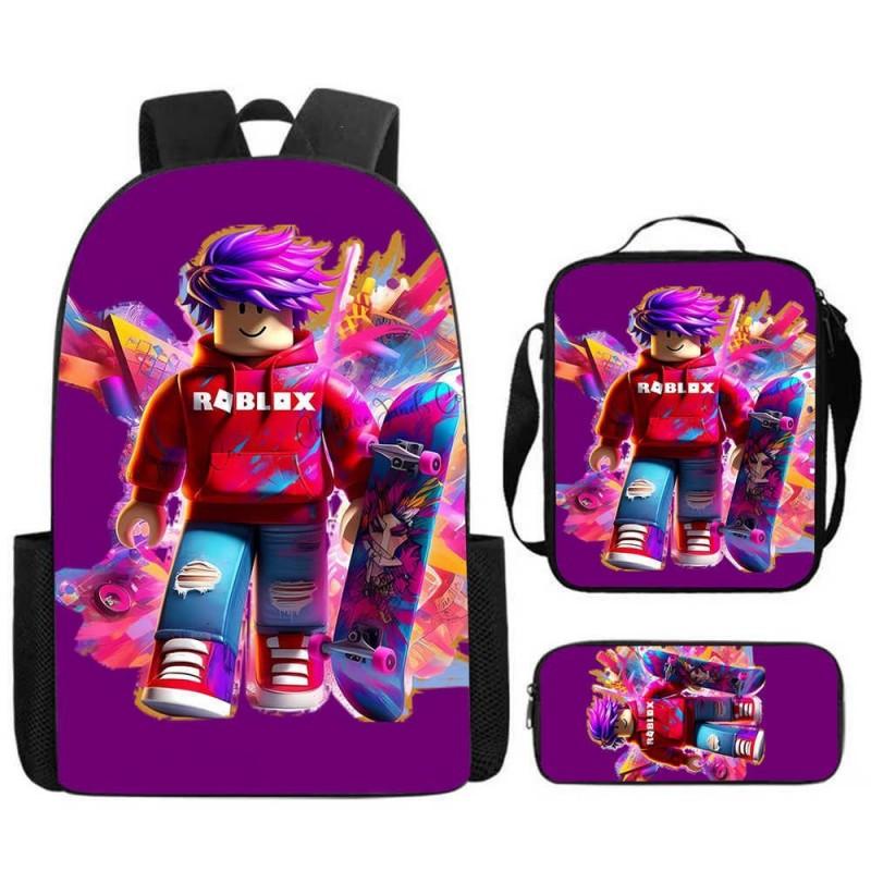 ROBLOX Themed Kids Backpack School Lightweight Durable Oxford Fabric Bag With Padded Straps Cartoon Print Grades 1-9