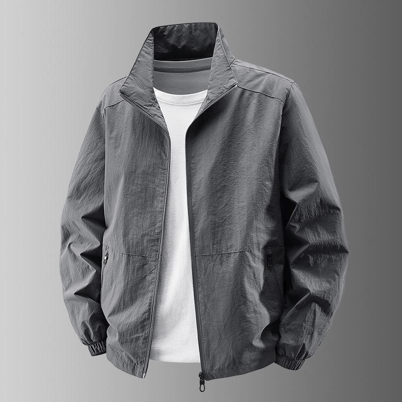 Men S Casual Outdoor Jacket Stand Collar Thin Quick Dry Long Sleeve