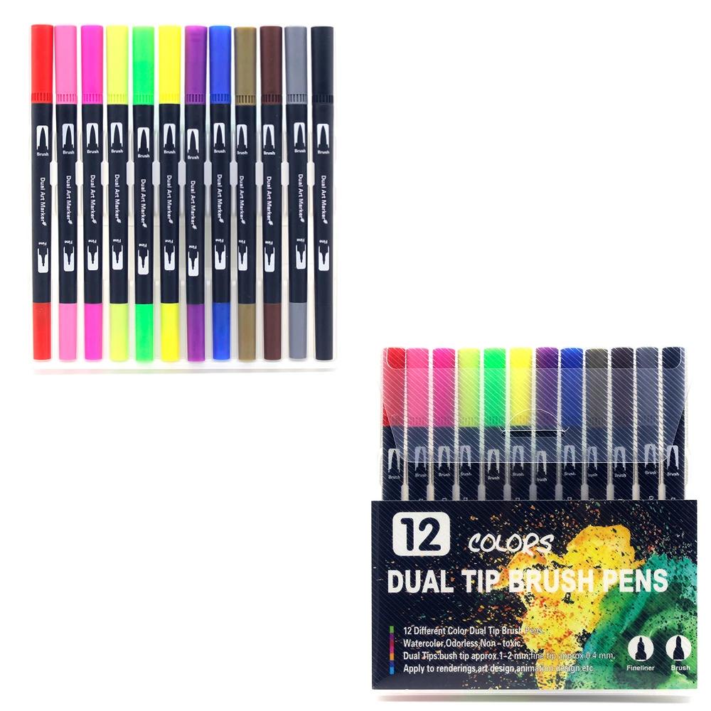 Dual Tip Brush Art Markers Pen 12/24/36/48/60/72/100/120/168 Colors Watercolor Pens for Drawing Painting Calligraphy Art Supplies