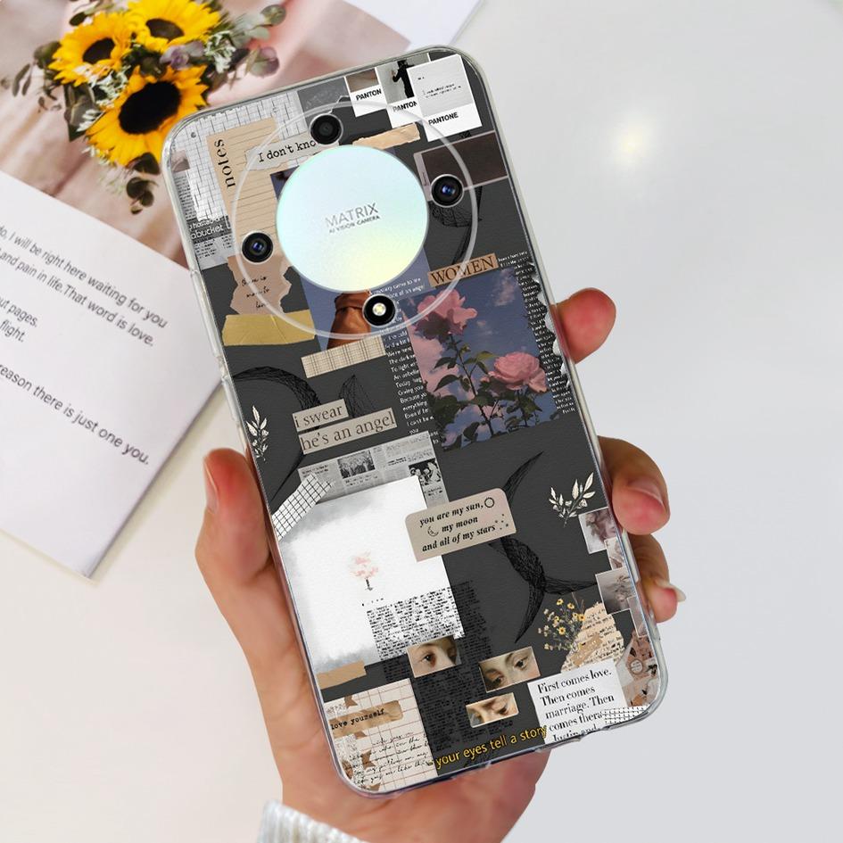 Чехол для Honor X9b 5G ALI-NX1 Популярный Цветок Мягкий Прозрачный Силиконовый TPU Чехол для Honor X9a RMO-NX1 HonorX9 ANY-NX1 Ударопрочный Funda