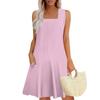Womens Summer Dresses Loose  Sleeveless Sundresses Dress With Pockets