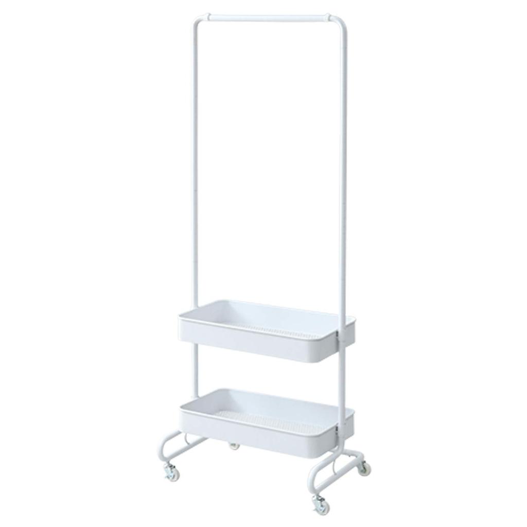 YAMAZEN Trolley Hanger, White, 2-Tier Basket, LTH-2B(WH)