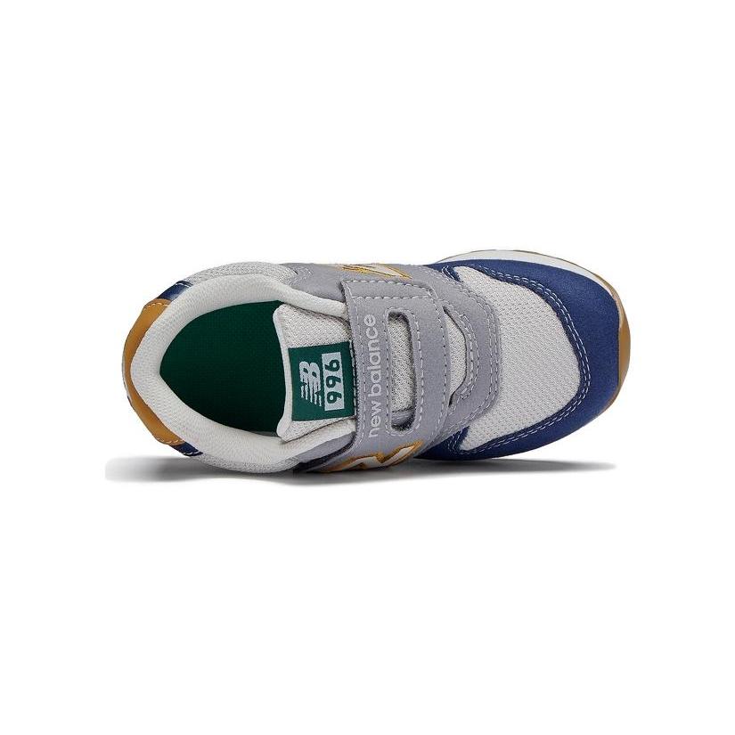 New Balance NB 996 Сетчатые Амортизирующие Дышащие Низкие Детские Кроссовки Серо-Голубые Для Младенцев И Малышей IZ996JO3