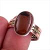 Natural Mahogany Red Obsidian TwoTone 925 Sterling Silver Jewelry Ring S.10 R5d10